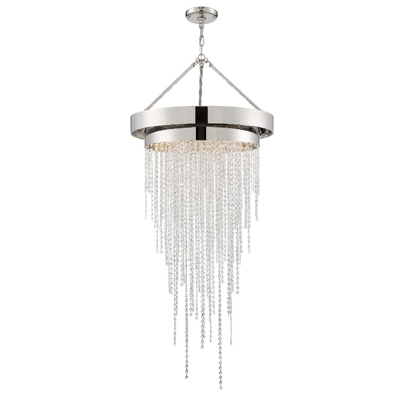 Crystorama CLA-A3207-PN-CL-MWP Six Light Chandelier, Polished Nickel