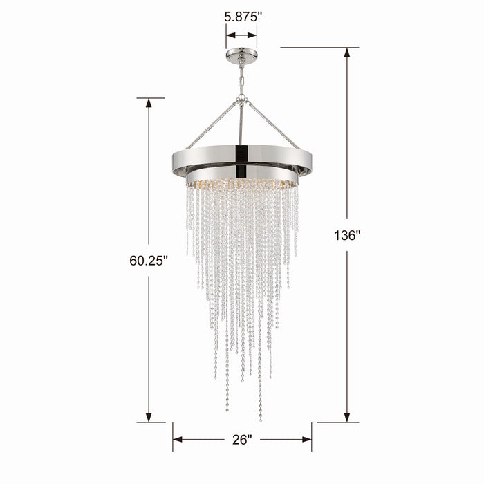 Crystorama CLA-A3207-PN-CL-MWP Six Light Chandelier, Polished Nickel