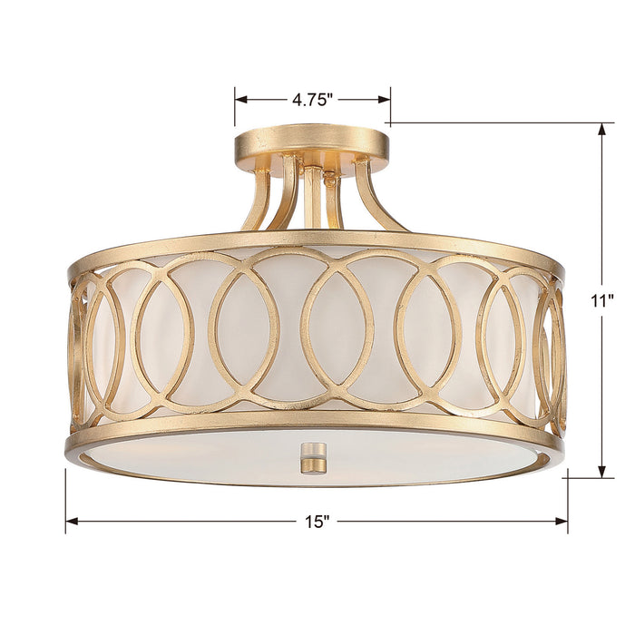 Crystorama 285-GA Three Light Semi Flush Mount, Antique Gold