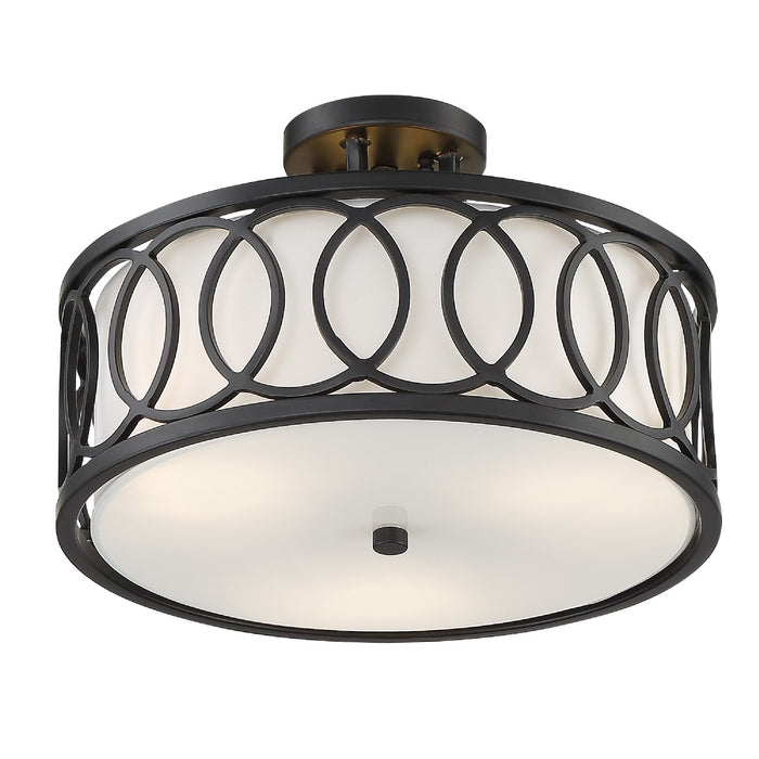 Crystorama 285-MK Three Light Semi Flush Mount, Matte Black