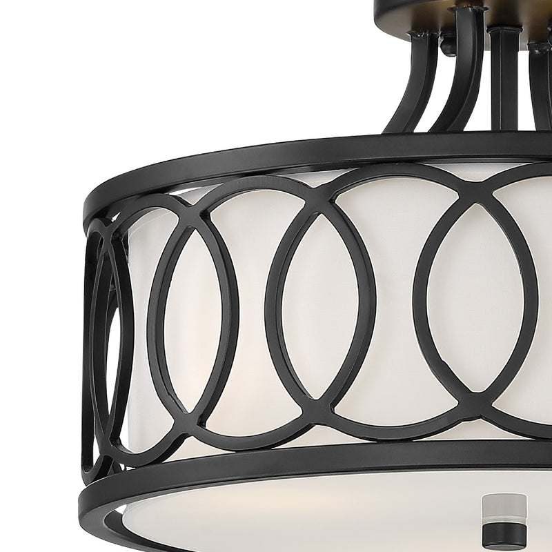 Crystorama 285-MK Three Light Semi Flush Mount, Matte Black