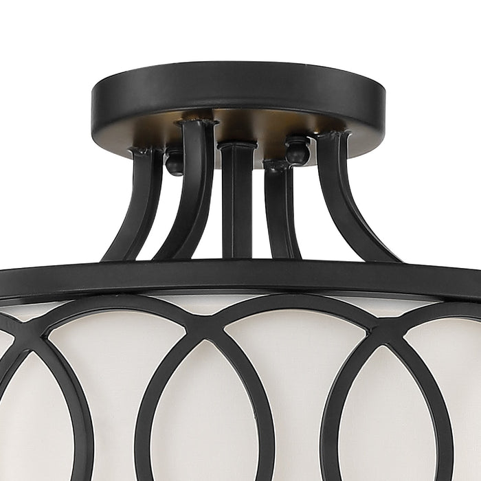 Crystorama 285-MK Three Light Semi Flush Mount, Matte Black
