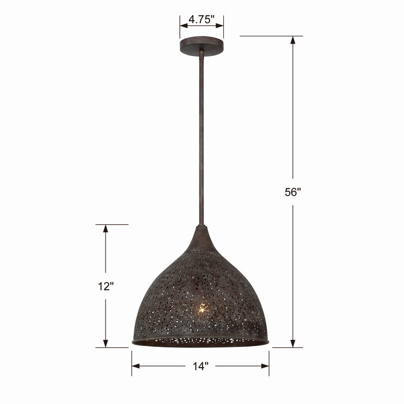 Crystorama JAS-A5010-FB One Light Pendant, Forged Bronze