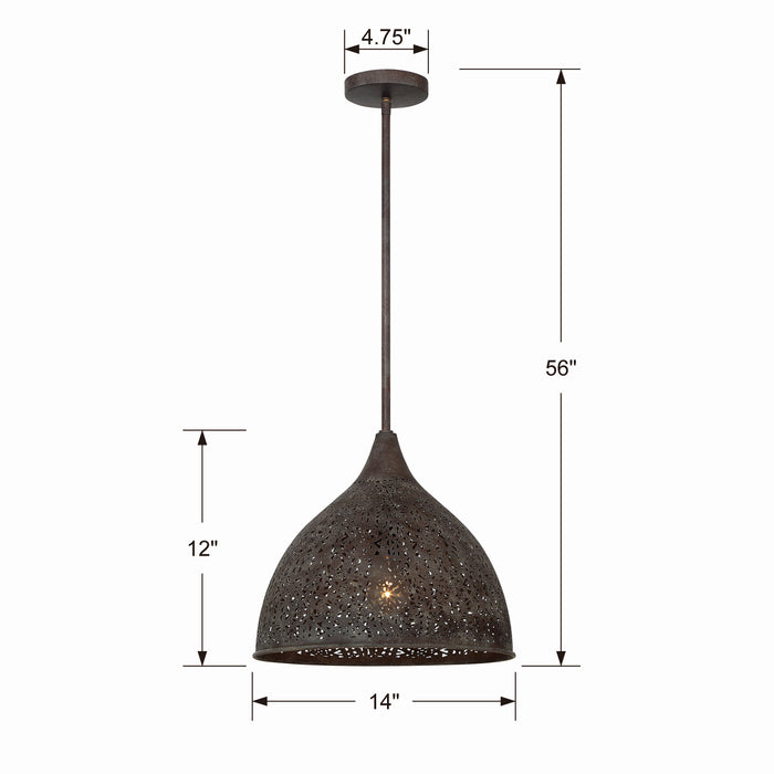 Crystorama JAS-A5010-FB One Light Pendant, Forged Bronze