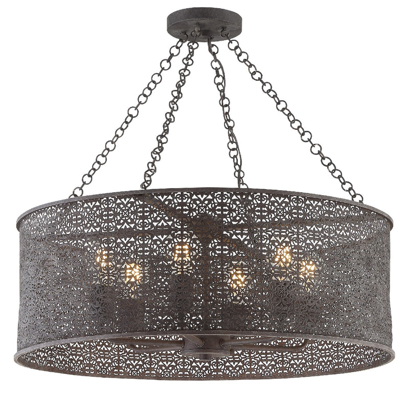 Crystorama JAS-A5016-FB Six Light Chandelier, Forged Bronze