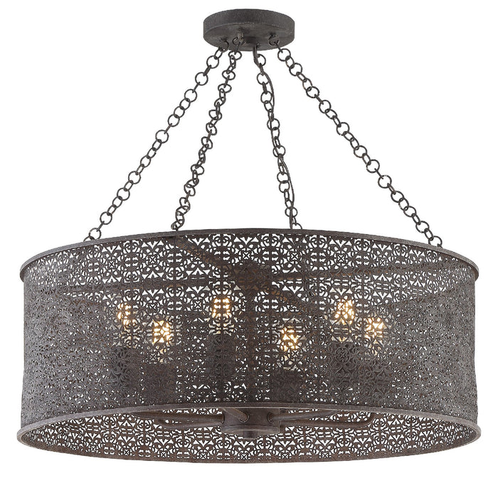 Crystorama JAS-A5016-FB Six Light Chandelier, Forged Bronze