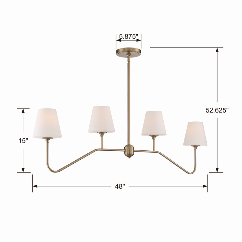 Crystorama KEE-A3004-VG Four Light Chandelier, Vibrant Gold