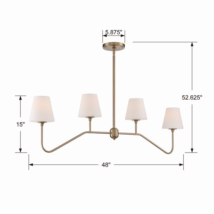 Crystorama KEE-A3004-VG Four Light Chandelier, Vibrant Gold