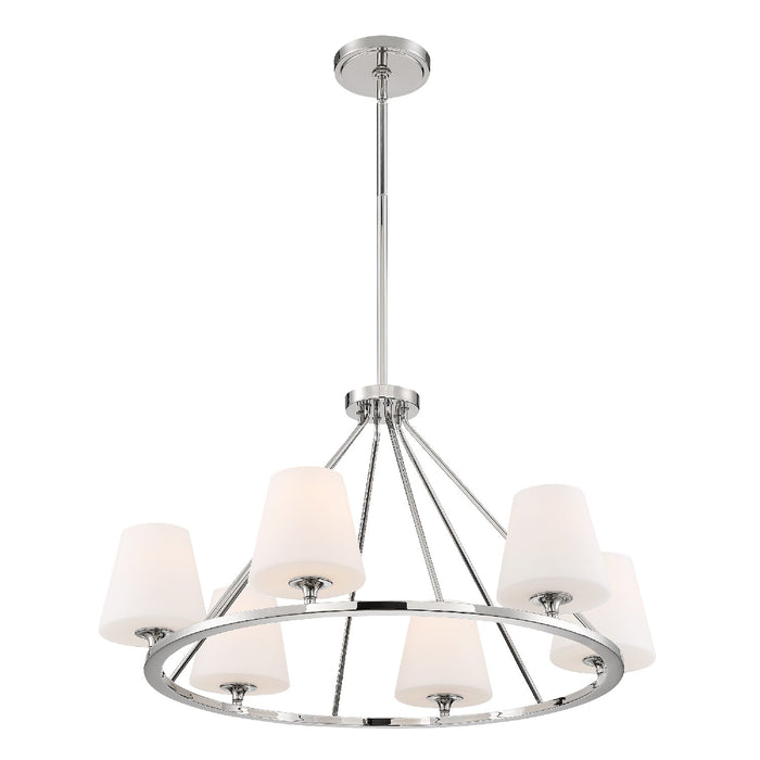 Crystorama KEE-A3006-PN Six Light Chandelier, Polished Nickel