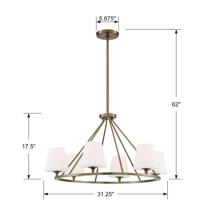 Crystorama KEE-A3006-VG Six Light Chandelier, Vibrant Gold