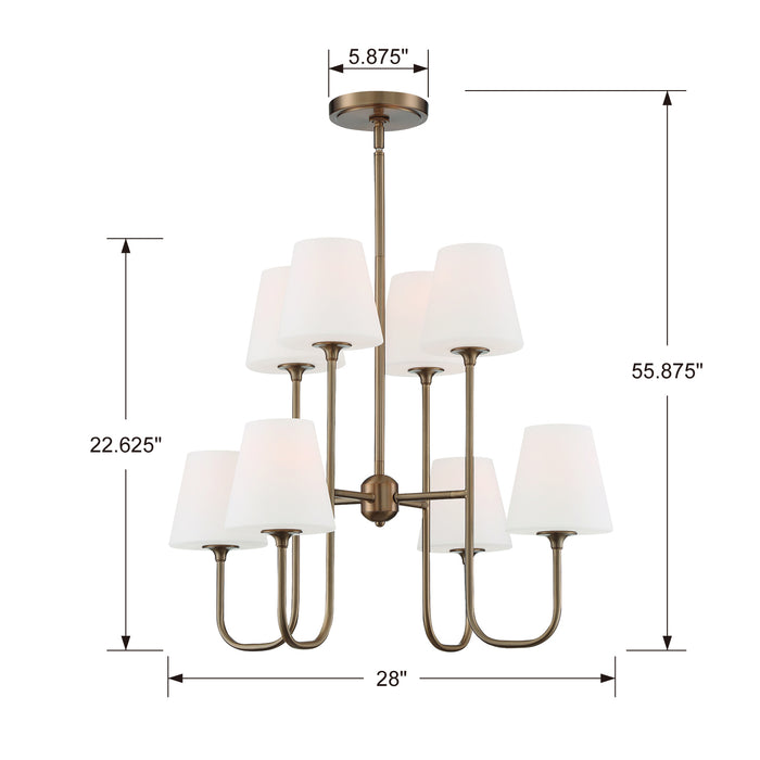 Crystorama KEE-A3008-VG Eight Light Chandelier, Vibrant Gold
