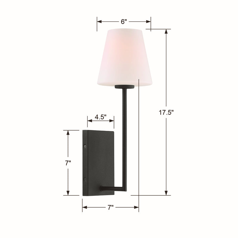 Crystorama LEN-250-OP-BF One Light Wall Sconce, Black Forged