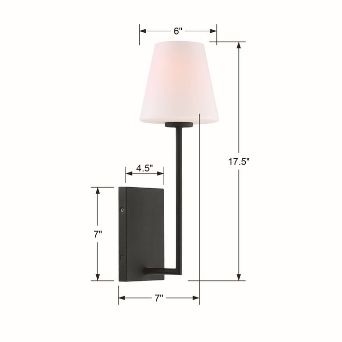Crystorama LEN-250-OP-BF One Light Wall Sconce, Black Forged