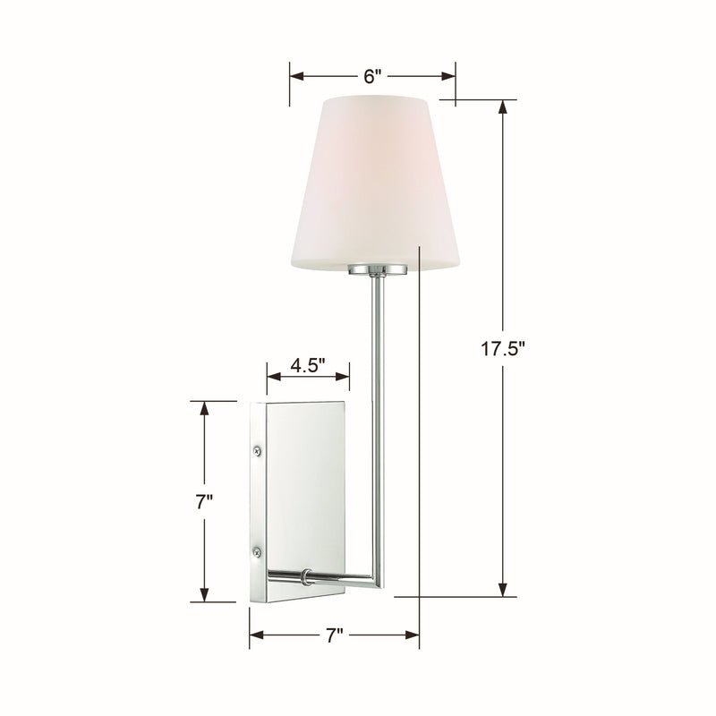 Crystorama LEN-250-OP-CH One Light Wall Sconce, Polished Chrome