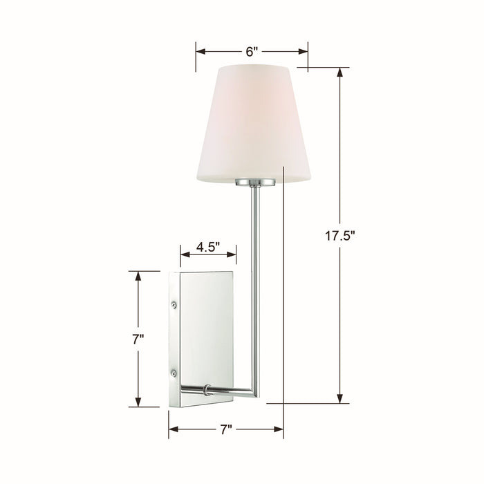 Crystorama LEN-250-OP-CH One Light Wall Sconce, Polished Chrome