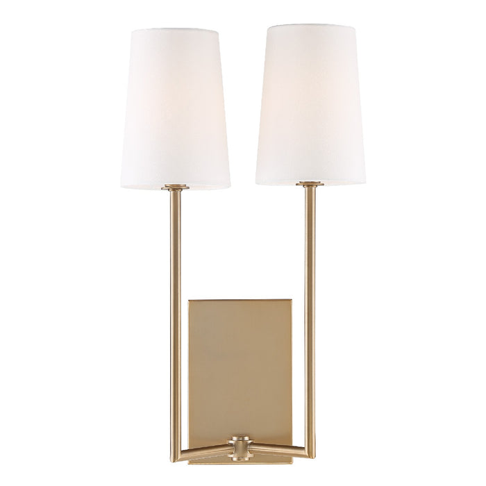 Crystorama LEN-252-VG Two Light Wall Sconce, Vibrant Gold
