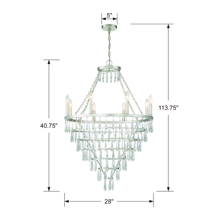 Crystorama LUC-A9068-SA Eight Light Chandelier, Antique Silver