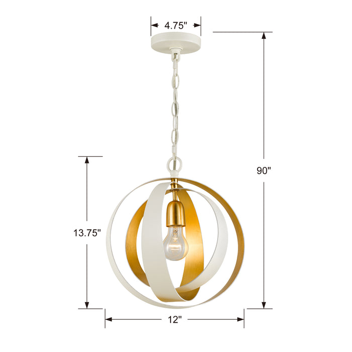 Crystorama 580-MT-GA One Light Mini Chandelier, Matte White + Antique Gold