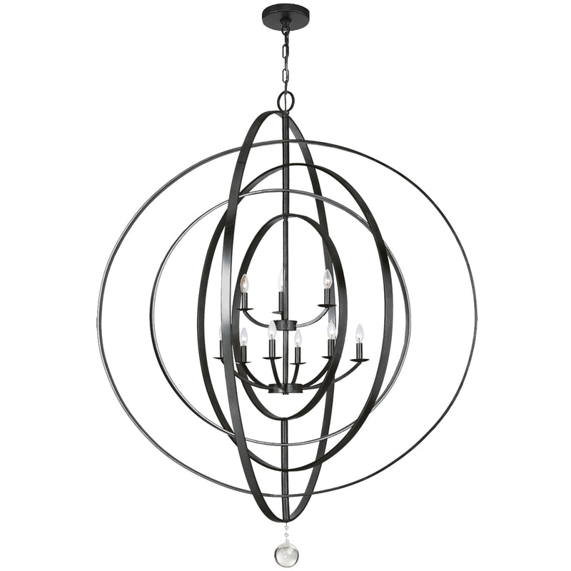 Crystorama 587-MK Nine Light Chandelier, Matte Black