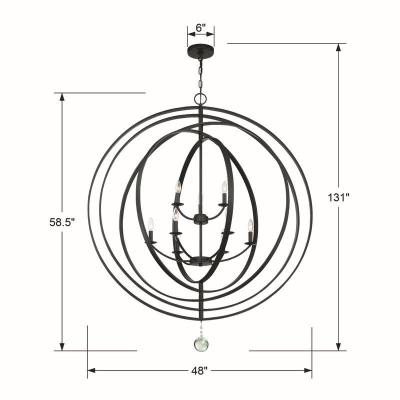 Crystorama 587-MK Nine Light Chandelier, Matte Black