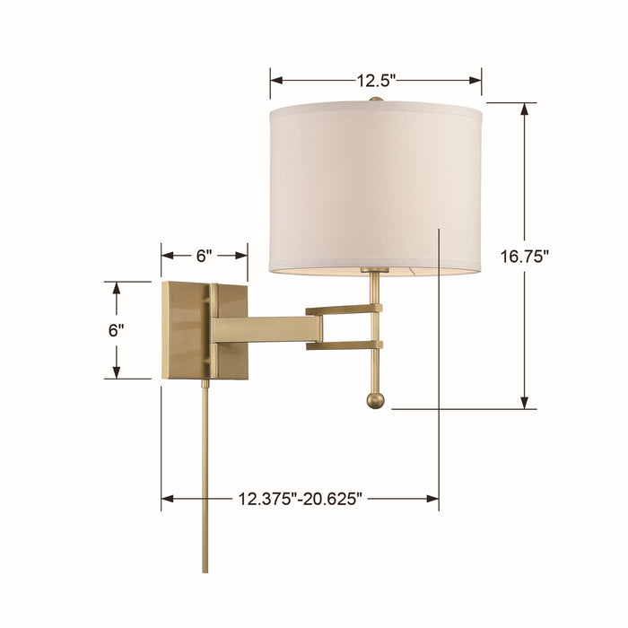Crystorama MAR-A8031-AG One Light Wall Sconce, Aged Brass