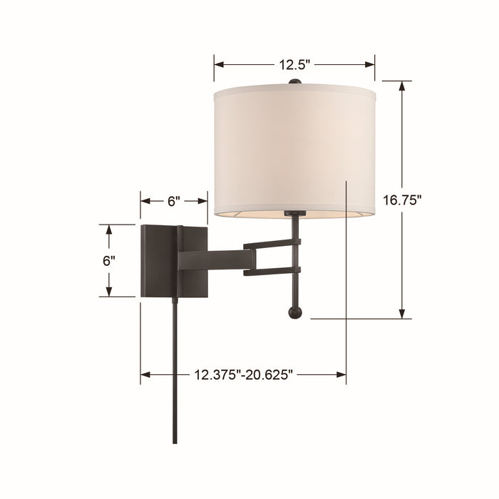 Crystorama MAR-A8031-MK One Light Wall Sconce, Matte Black