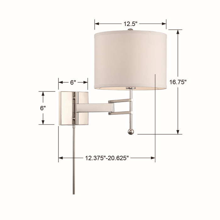 Crystorama MAR-A8031-PN One Light Wall Sconce, Polished Nickel