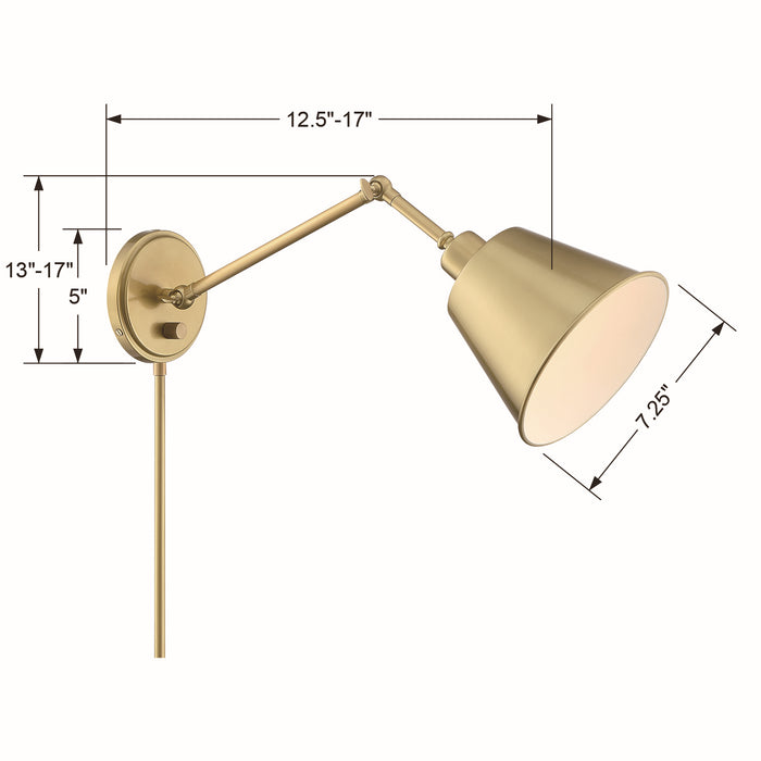 Crystorama MIT-A8020-AG One Light Wall Sconce, Aged Brass