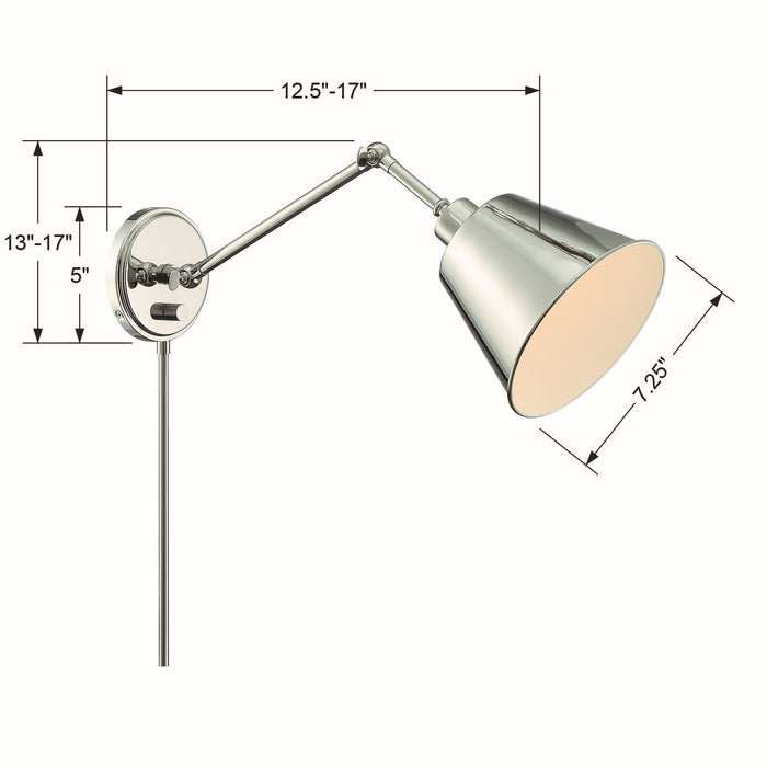 Crystorama MIT-A8020-PN One Light Wall Sconce, Polished Nickel