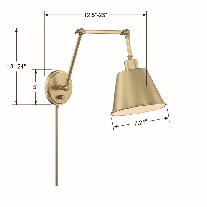 Crystorama MIT-A8021-AG One Light Wall Sconce, Aged Brass