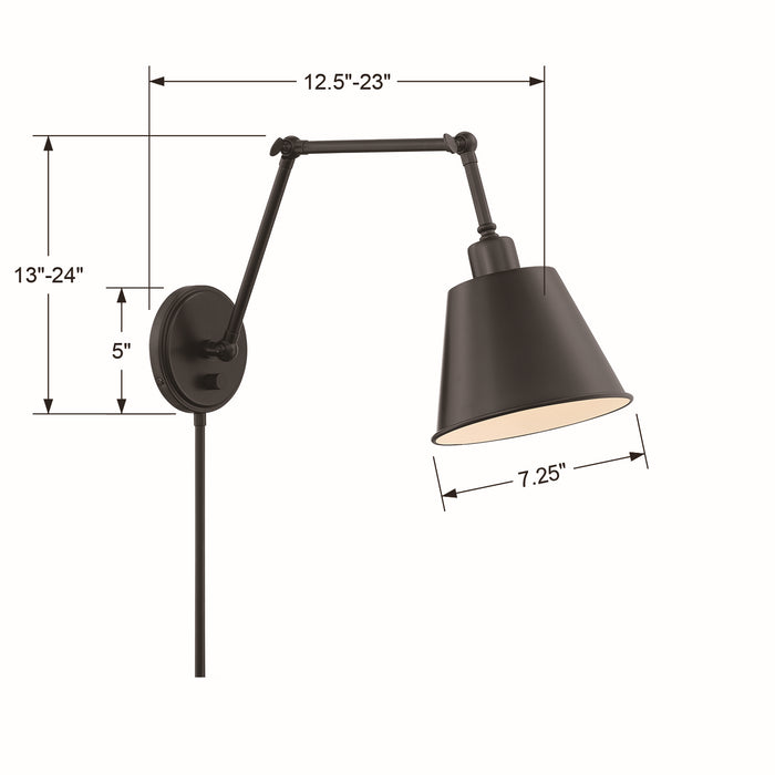 Crystorama MIT-A8021-MK One Light Wall Sconce, Matte Black