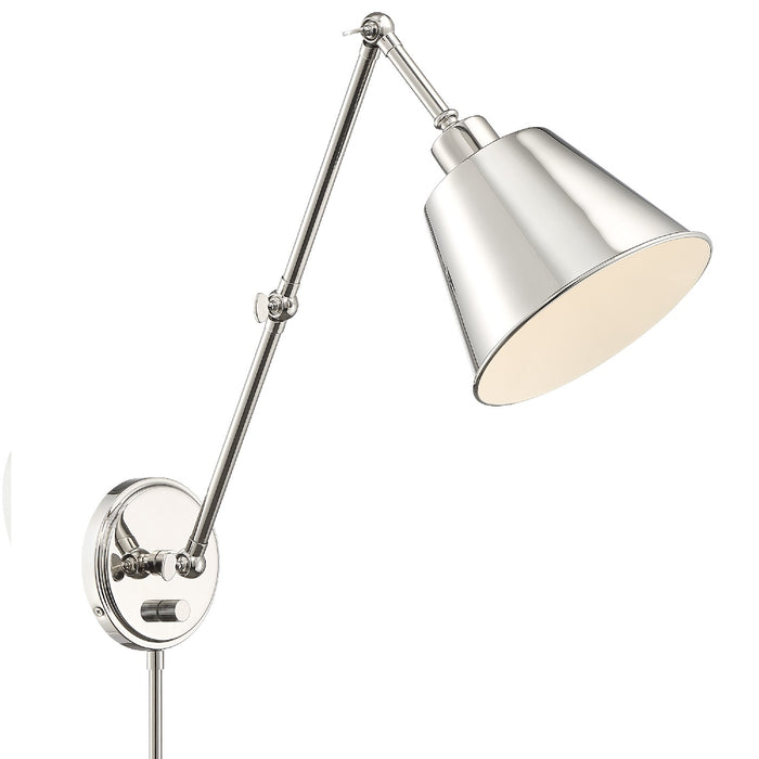Crystorama MIT-A8021-PN One Light Wall Sconce, Polished Nickel