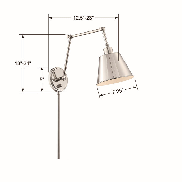 Crystorama MIT-A8021-PN One Light Wall Sconce, Polished Nickel