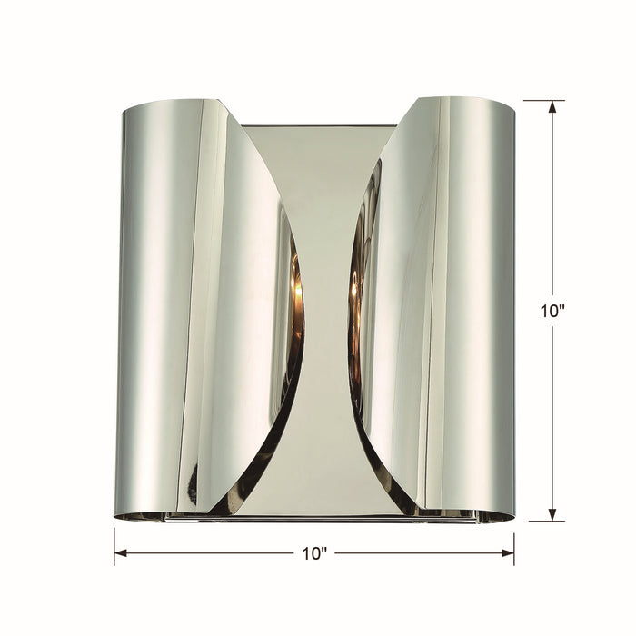 Crystorama MOQ-A3692-PN Two Light Wall Sconce, Polished Nickel