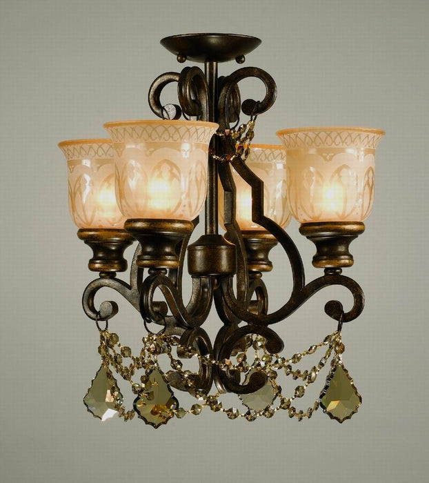 Crystorama 7504-BU-GT-S Four Light Mini Chandelier, Bronze Umber