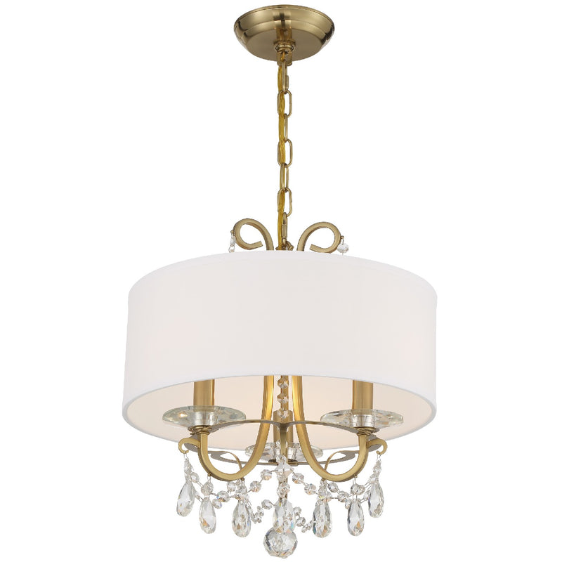 Crystorama 6623-VG-CL-MWP Three Light Chandelier, Vibrant Gold