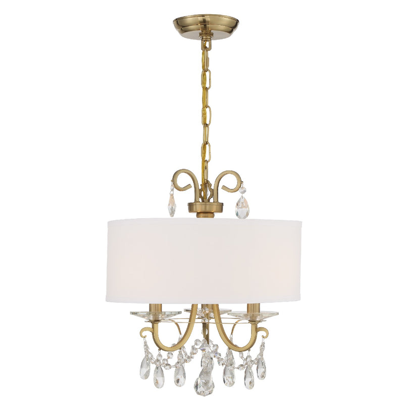 Crystorama 6623-VG-CL-S Three Light Chandelier, Vibrant Gold