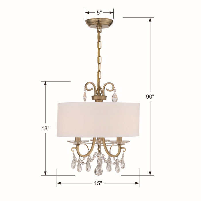Crystorama 6623-VG-CL-SAQ Three Light Chandelier, Vibrant Gold