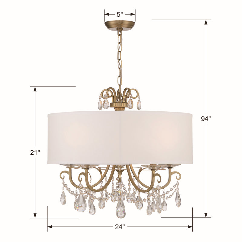 Crystorama 6625-VG-CL-S Five Light Chandelier, Vibrant Gold