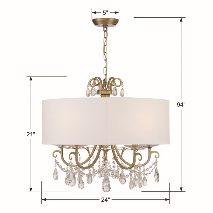 Crystorama 6625-VG-CL-S Five Light Chandelier, Vibrant Gold
