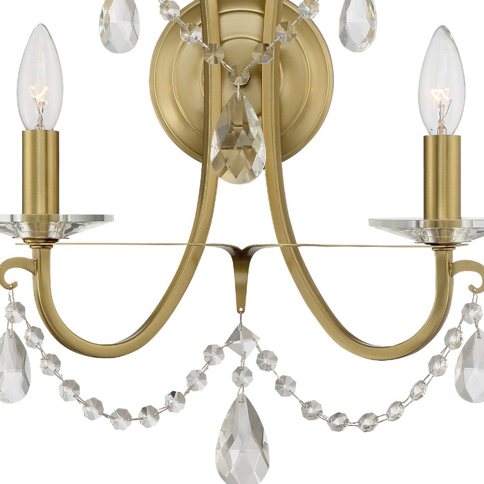 Crystorama 6822-VG-CL-MWP Two Light Wall Sconce, Vibrant Gold