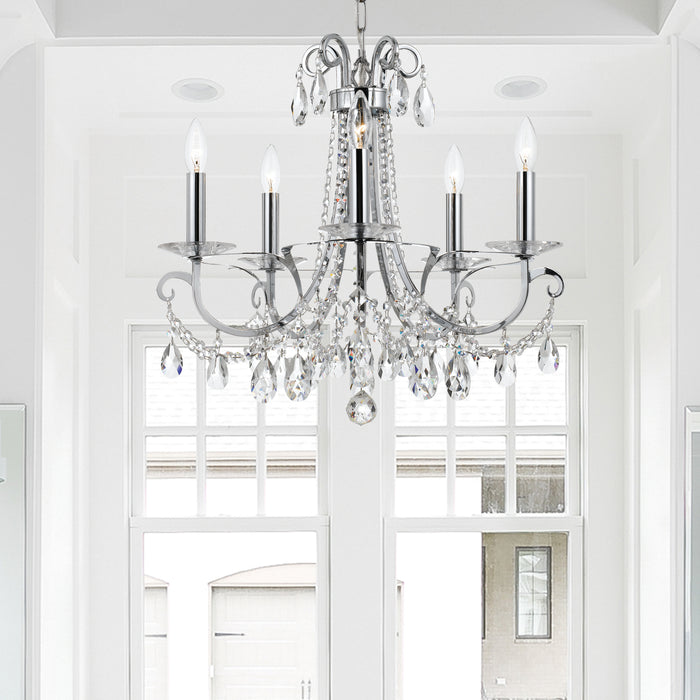 Crystorama 6825-CH-CL-SAQ Five Light Chandelier, Polished Chrome