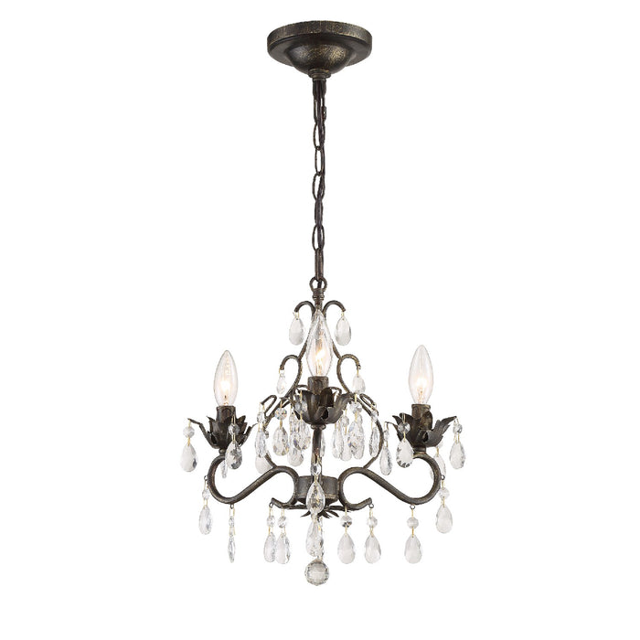 Crystorama 4534-EB-CL-MWP Three Light Mini Chandelier, English Bronze