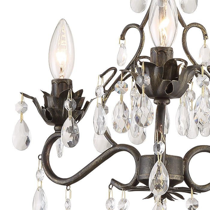 Crystorama 4534-EB-CL-MWP Three Light Mini Chandelier, English Bronze