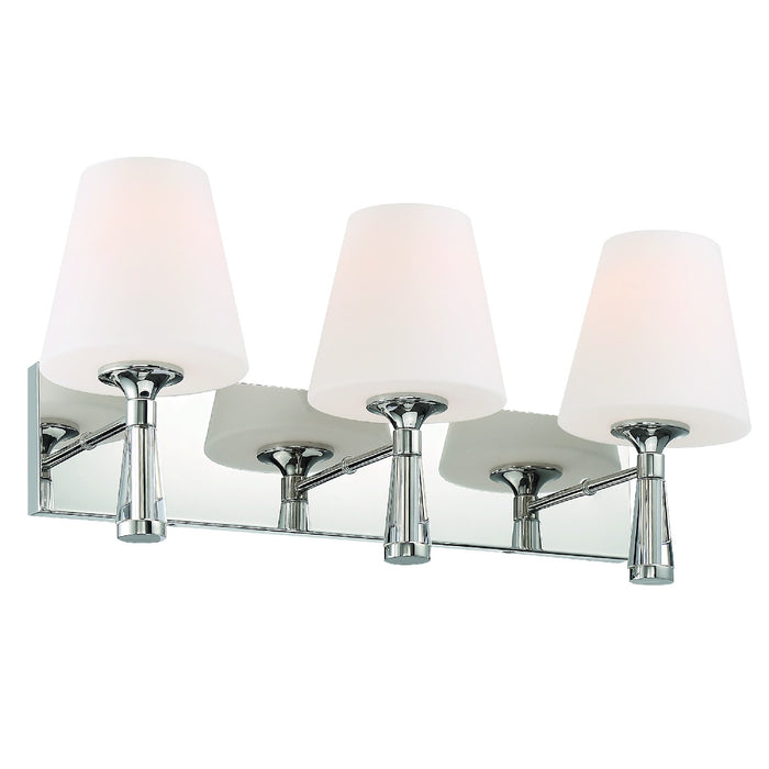 Crystorama RAM-A3403-PN Three Light Bathroom Vanity, Polished Nickel