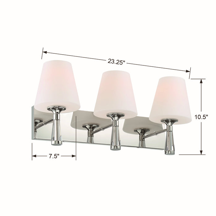 Crystorama RAM-A3403-PN Three Light Bathroom Vanity, Polished Nickel