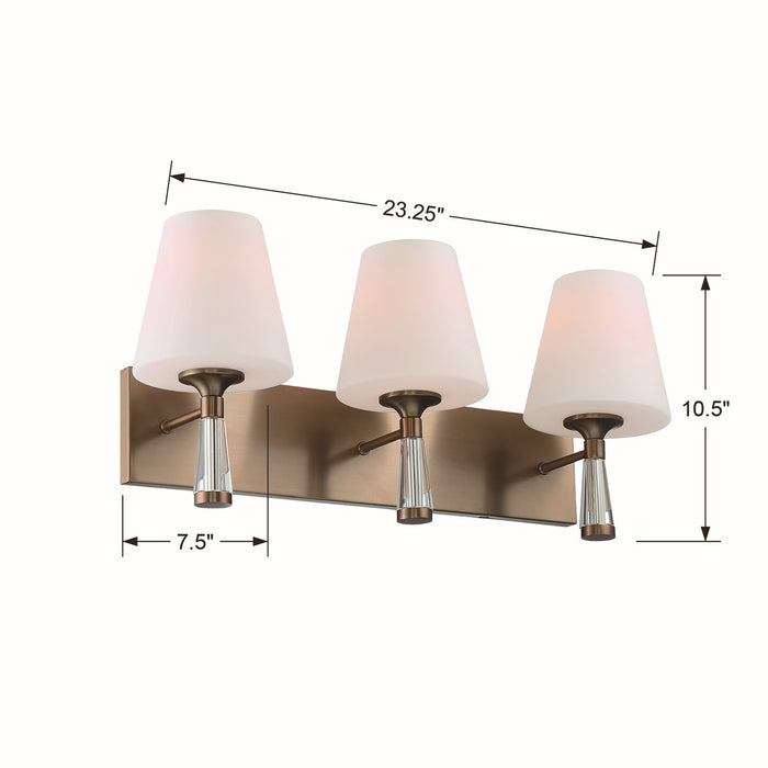 Crystorama RAM-A3403-VG Three Light Bathroom Vanity, Vibrant Gold