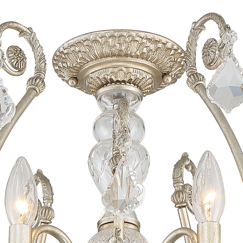 Crystorama 5115-OS-CL-MWP_CEILING Six Light Semi Flush Mount, Olde Silver