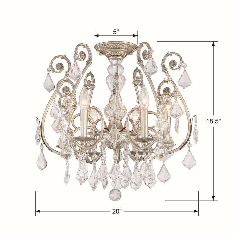 Crystorama 5115-OS-CL-MWP_CEILING Six Light Semi Flush Mount, Olde Silver