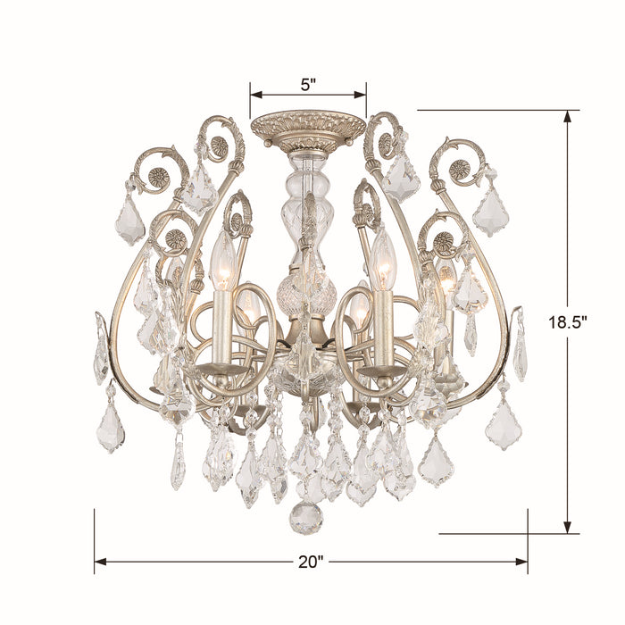 Crystorama 5115-OS-CL-MWP_CEILING Six Light Semi Flush Mount, Olde Silver